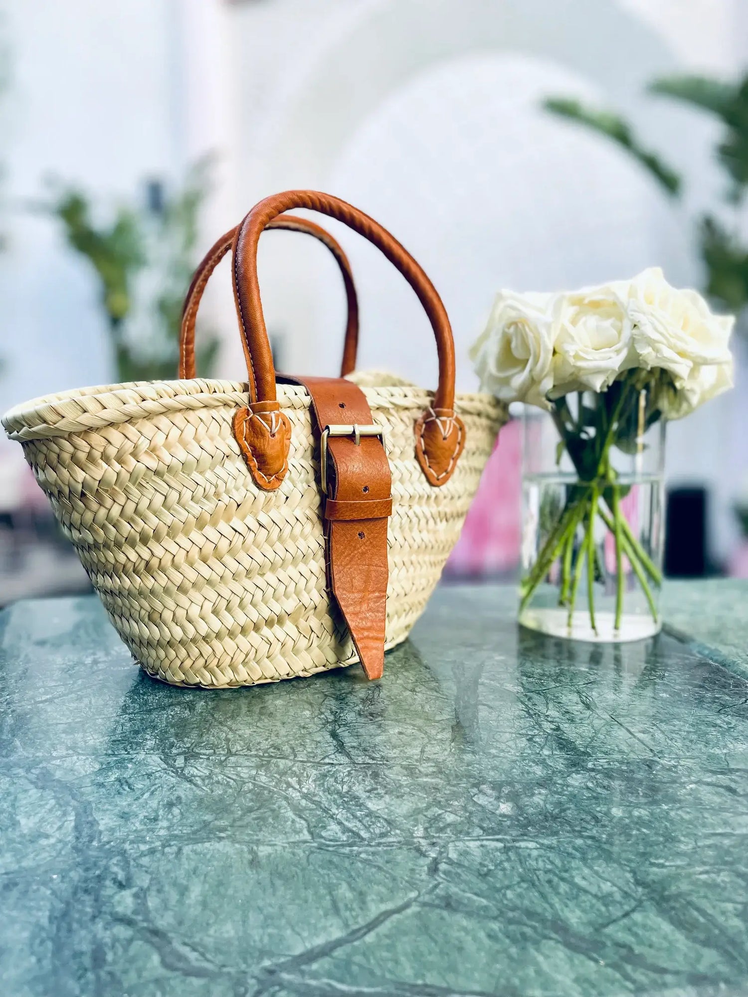 Handwoven Straw Basket Bag