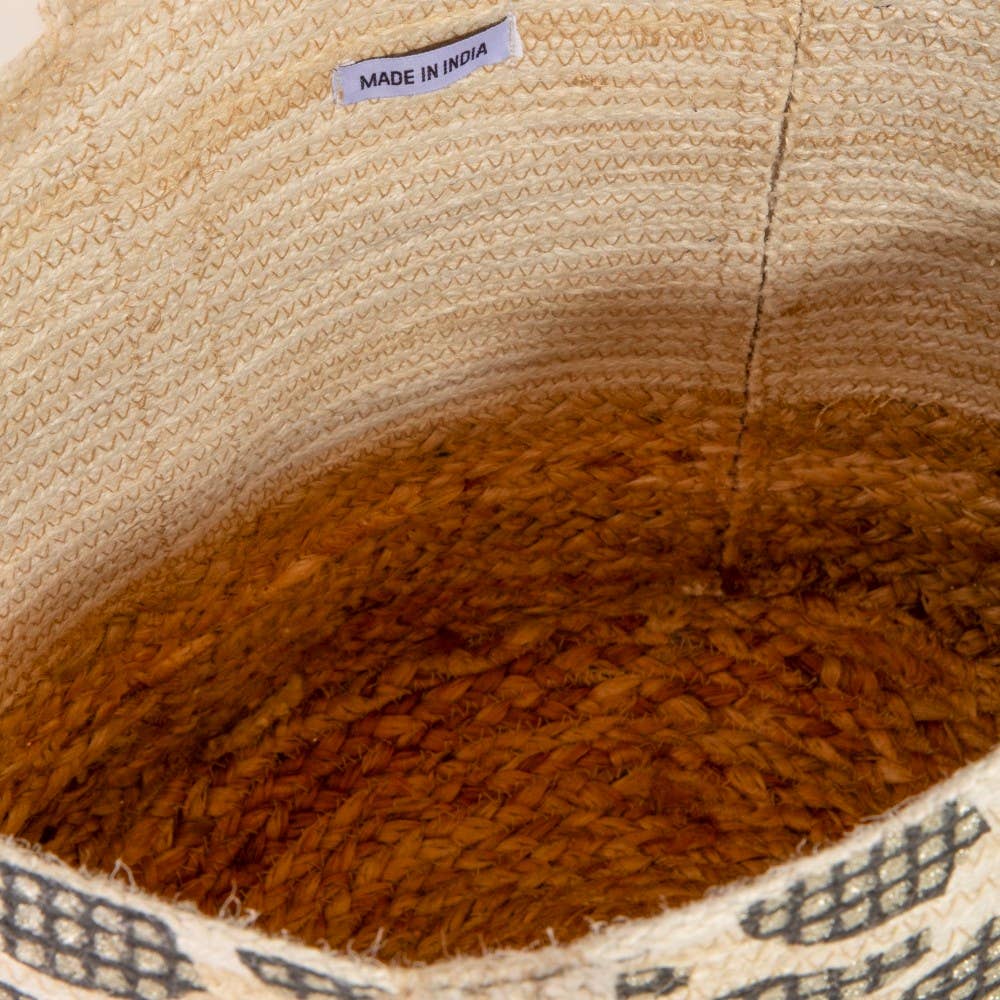 Leaf Pattern Jute Tote Bag