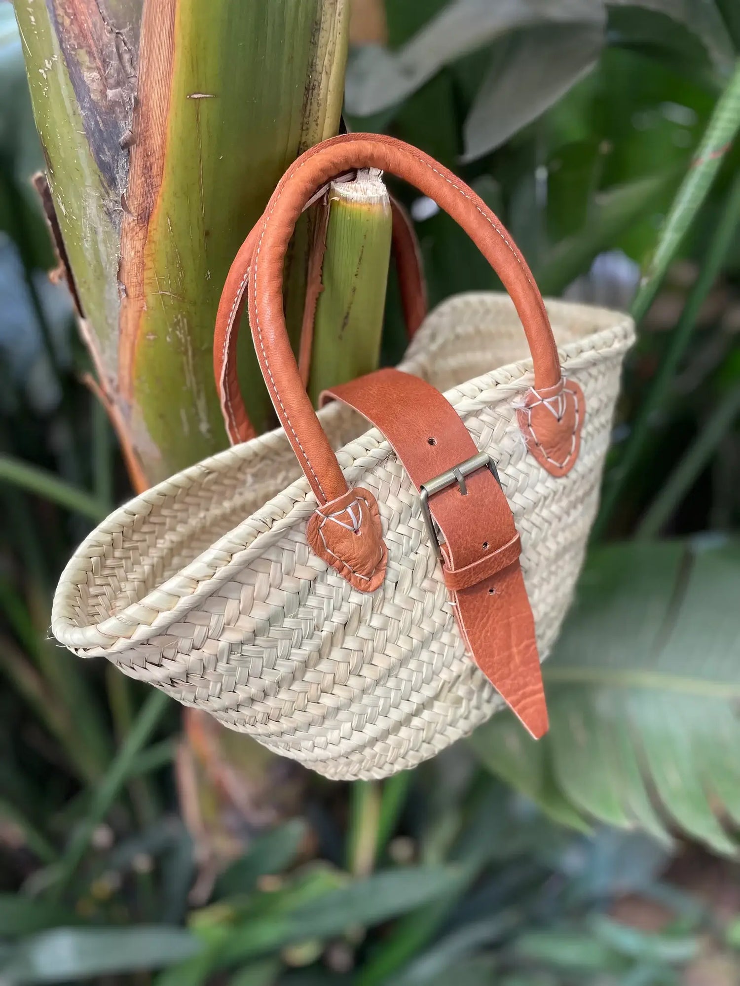 Handwoven Straw Basket Bag
