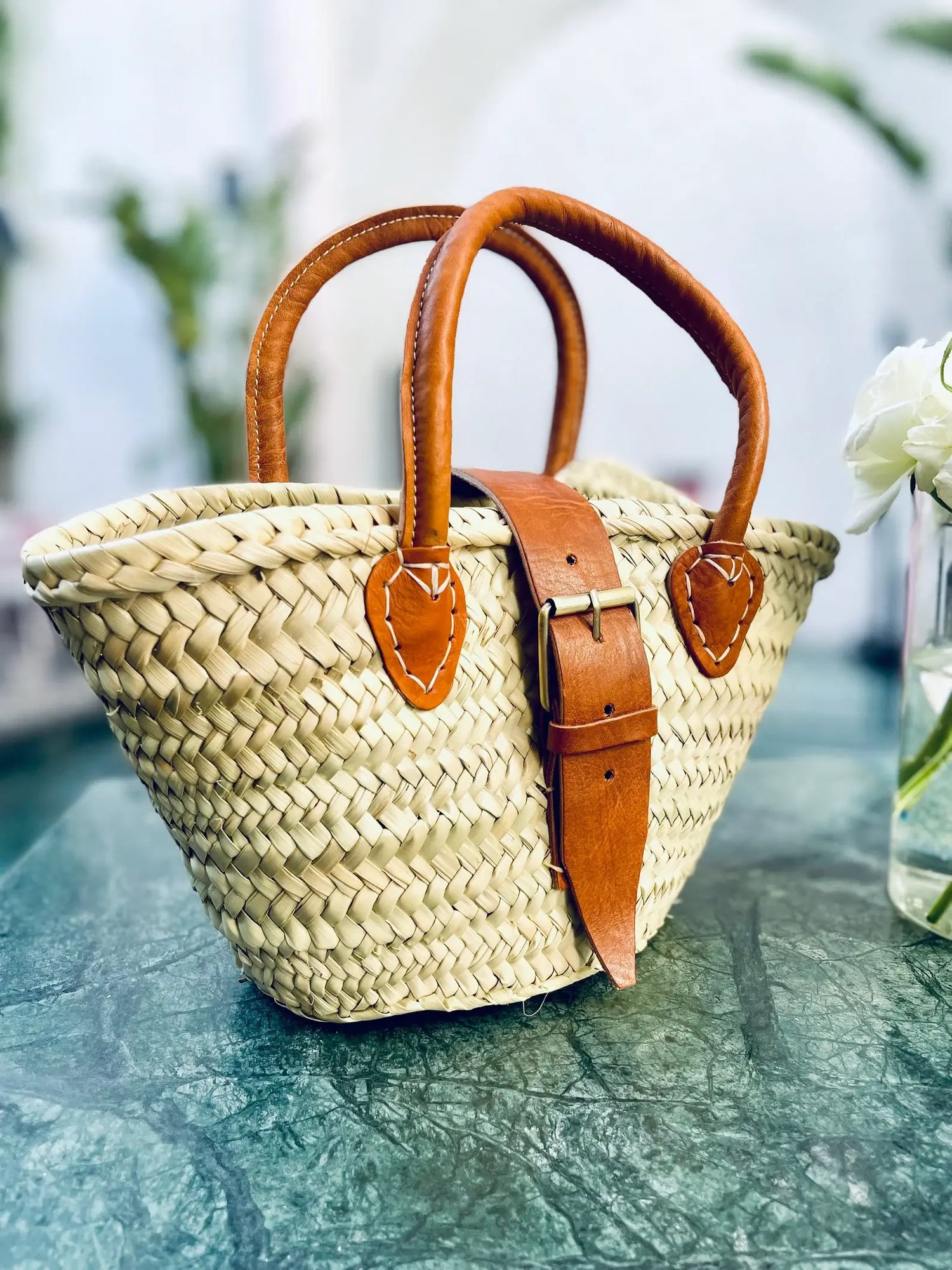 Handwoven Straw Basket Bag