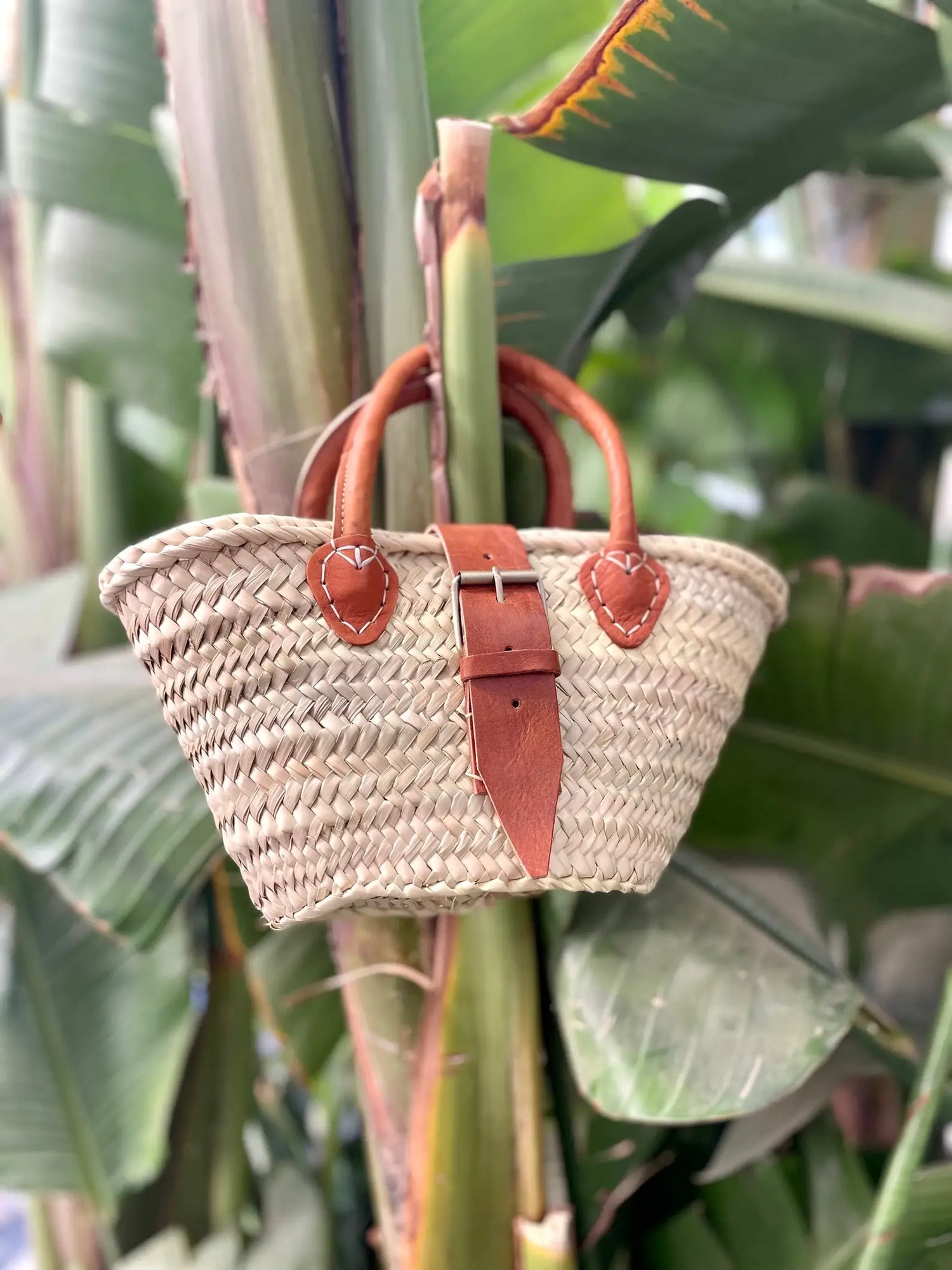 Handwoven Straw Basket Bag