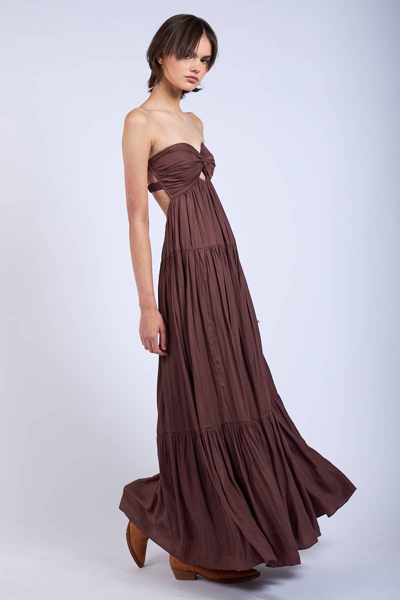 TWISTED BUST MAXI - Brown