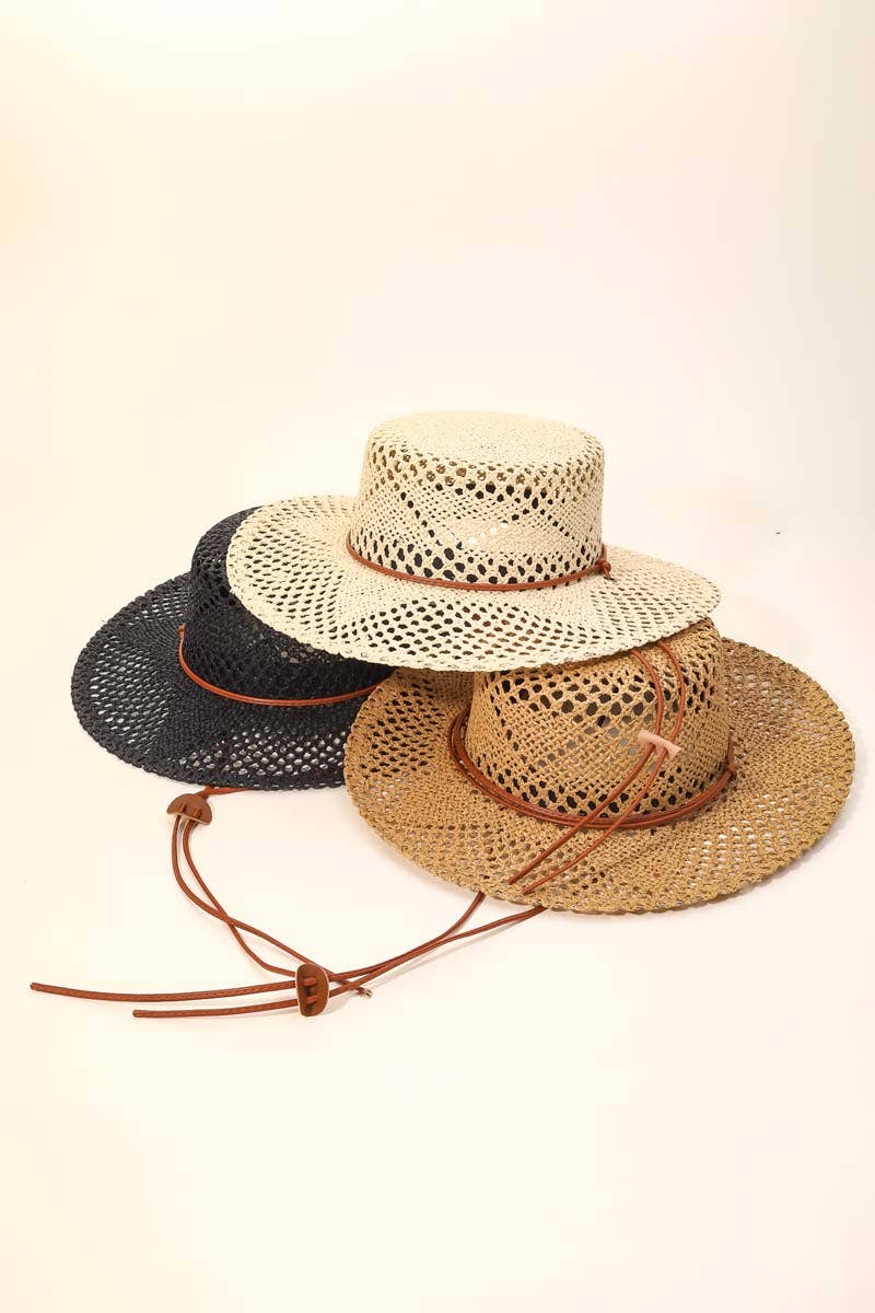 Straw Braided Flat Top Hat