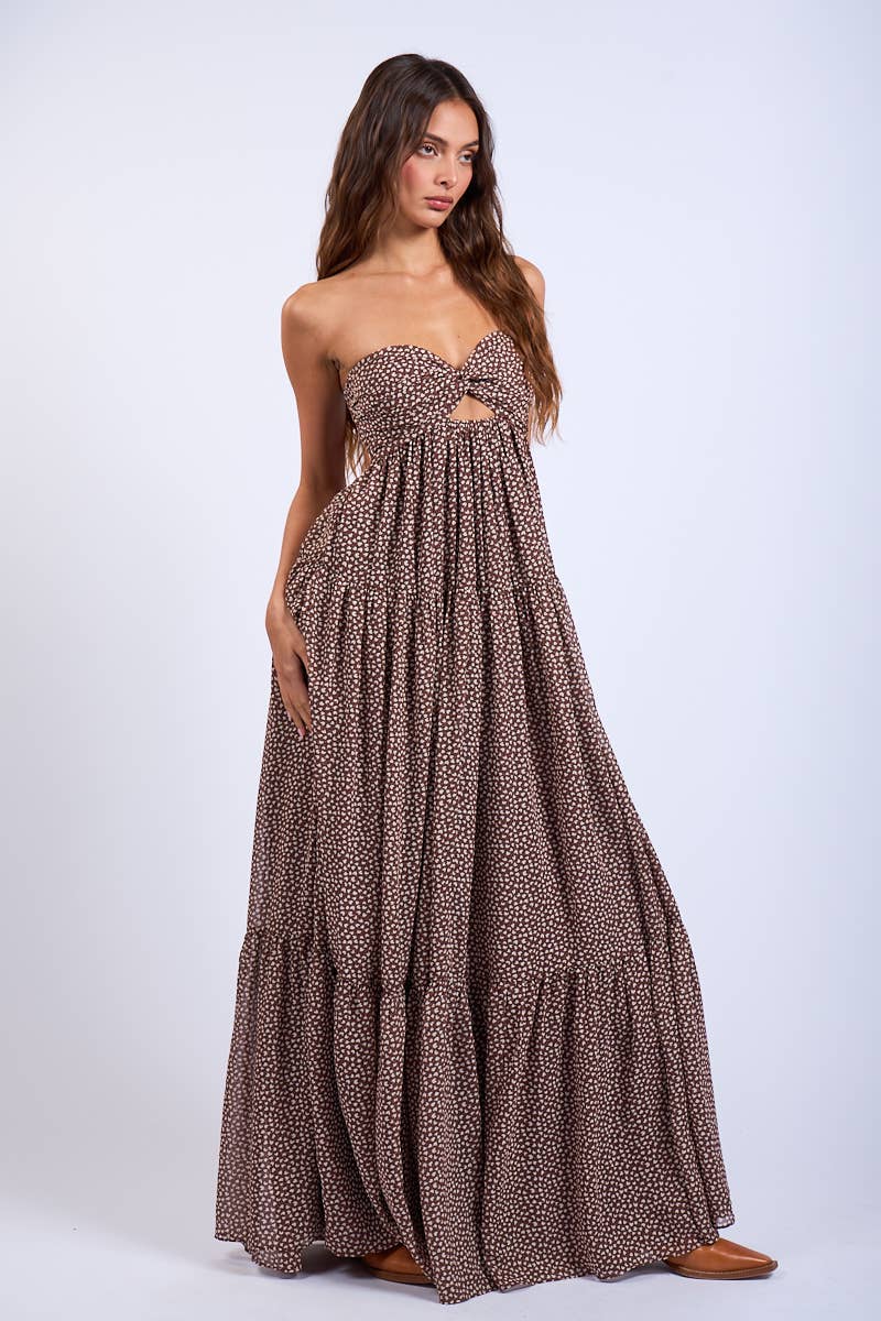 BROWN HEART PRINT Maxi