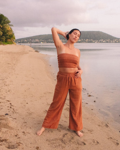 Rumi Smocked Top - Caramel