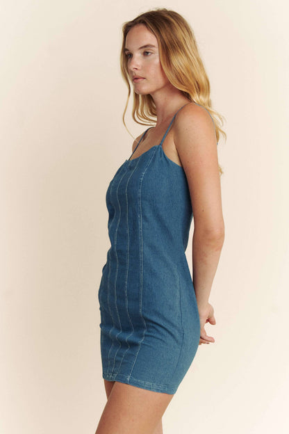 DENIM SPAGHETTI STRAP DRESS