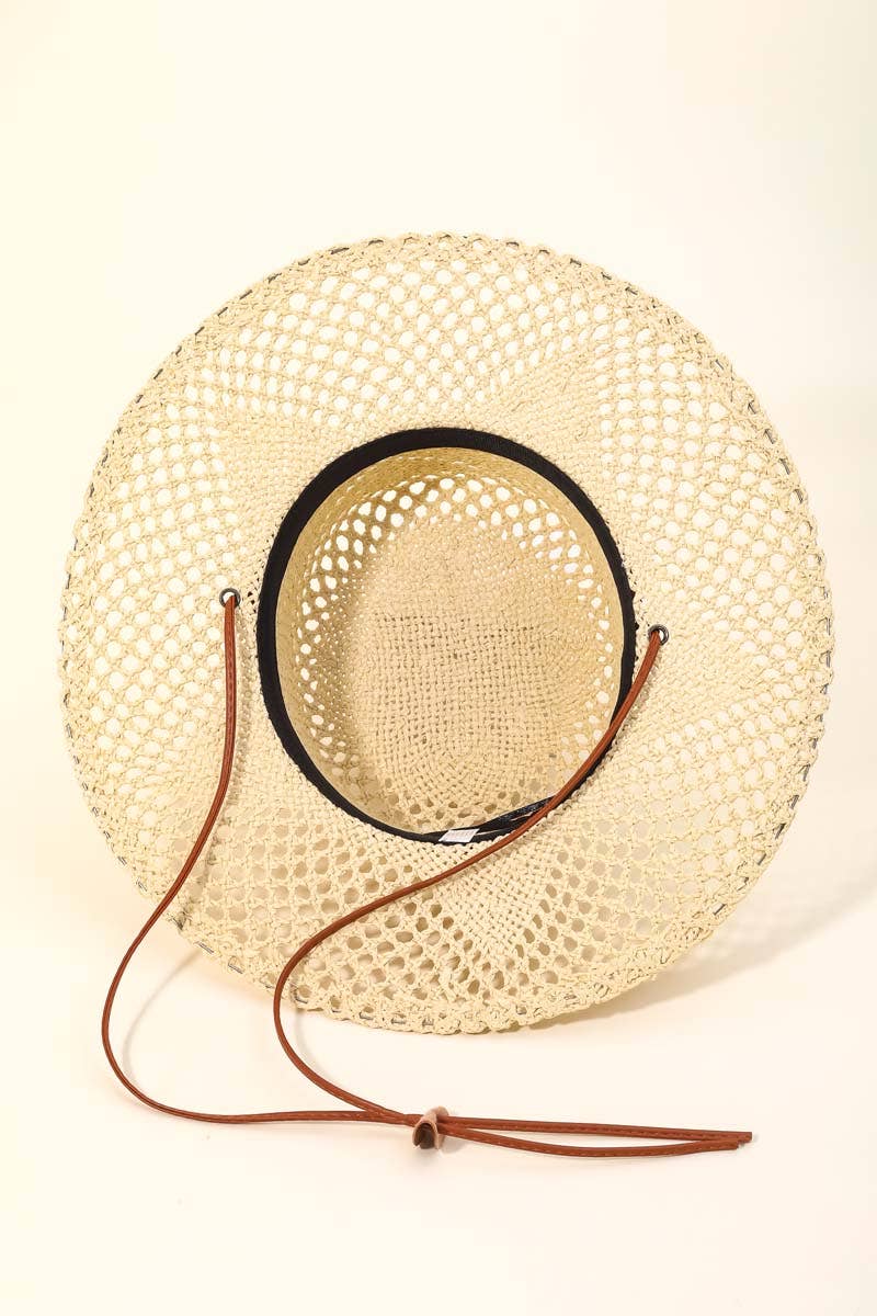 Straw Braided Flat Top Hat