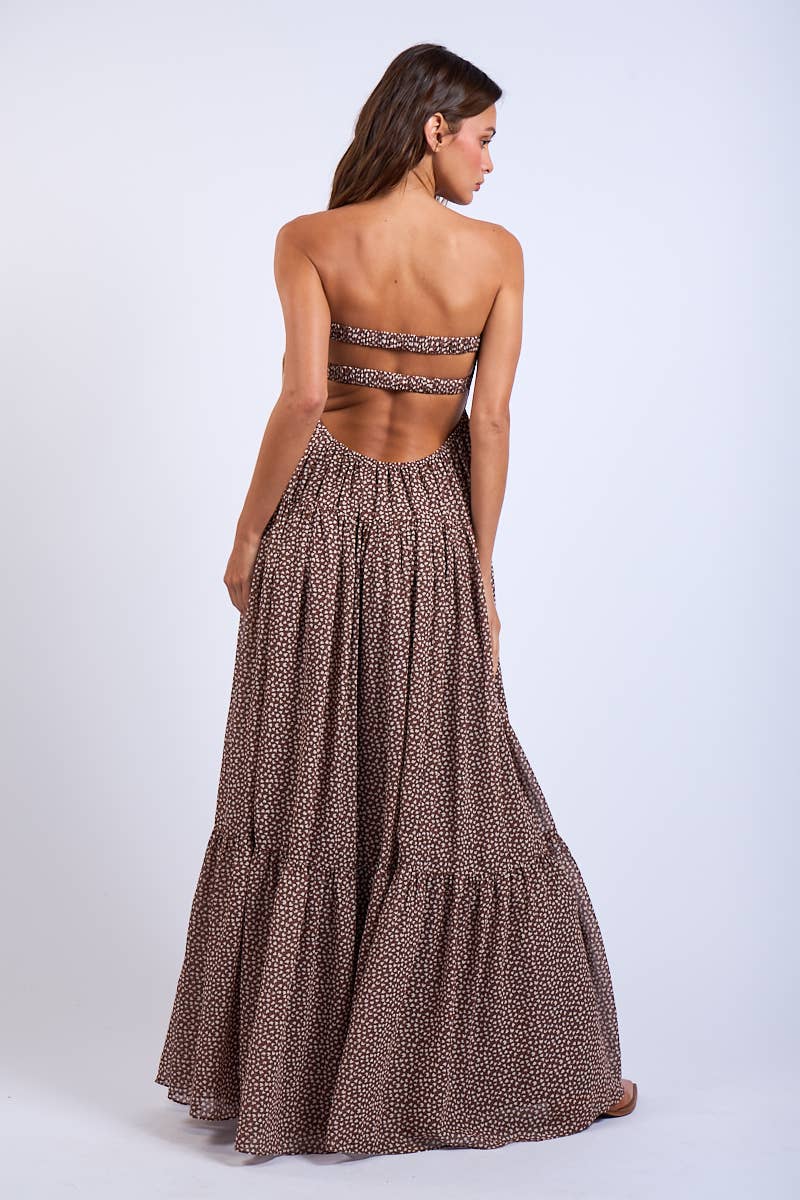 BROWN HEART PRINT Maxi