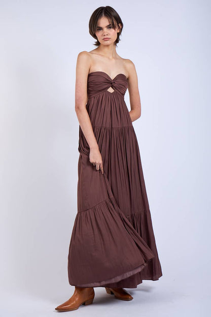 TWISTED BUST MAXI - Brown