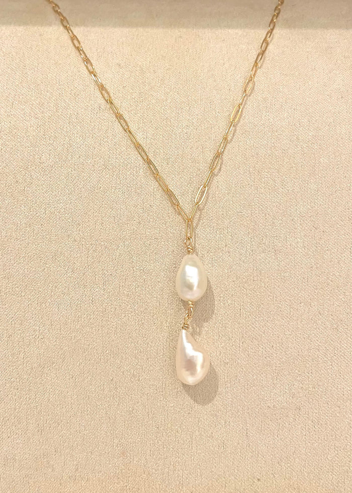 Double Large Keshi Pearl Necklace