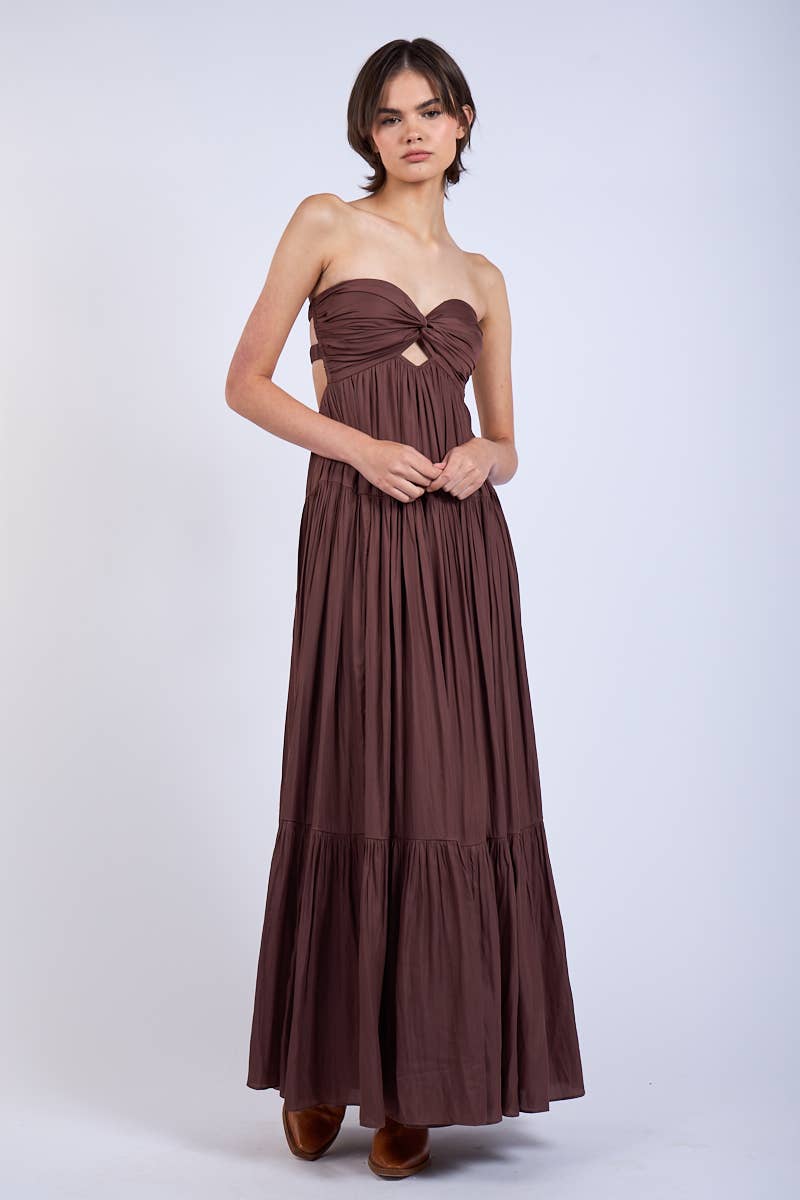 TWISTED BUST MAXI - Brown