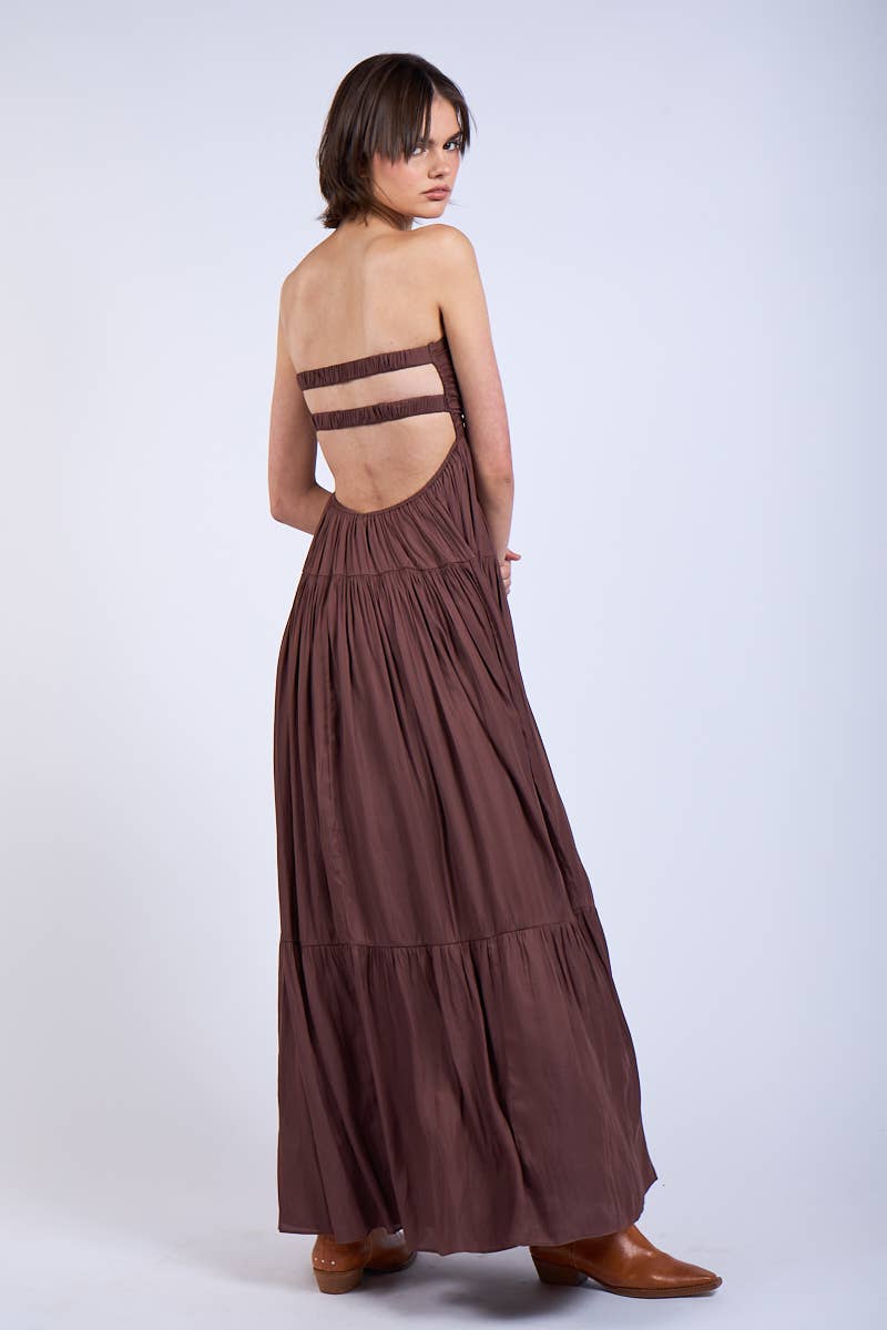 TWISTED BUST MAXI - Brown